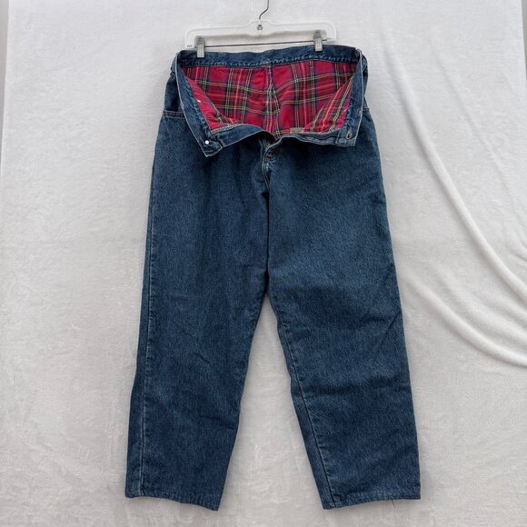 Vintage LL Bean Jeans Mens 36x34 (34x28) Blue Flannel Line Straight Leg USA Made